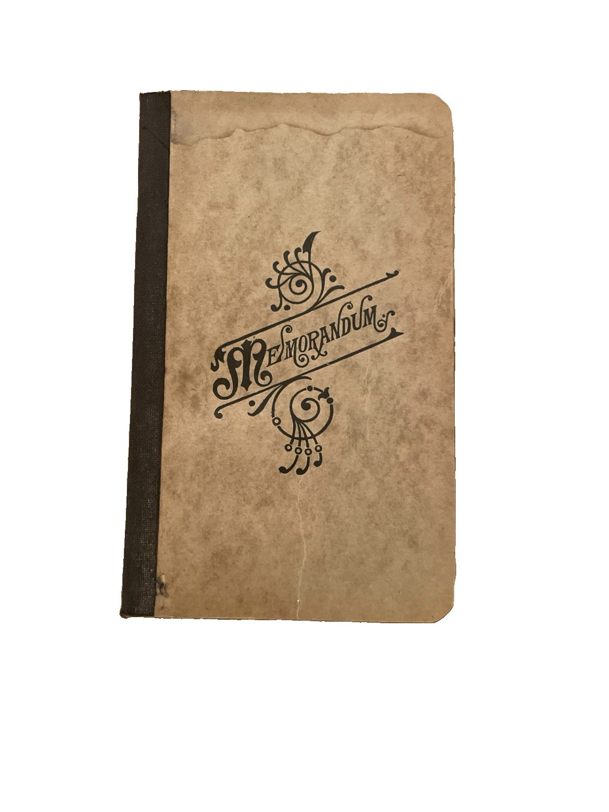 Antique Pocket Memorandum Notebook 1910-1920’s Unused Black Cloth Spine Lined
