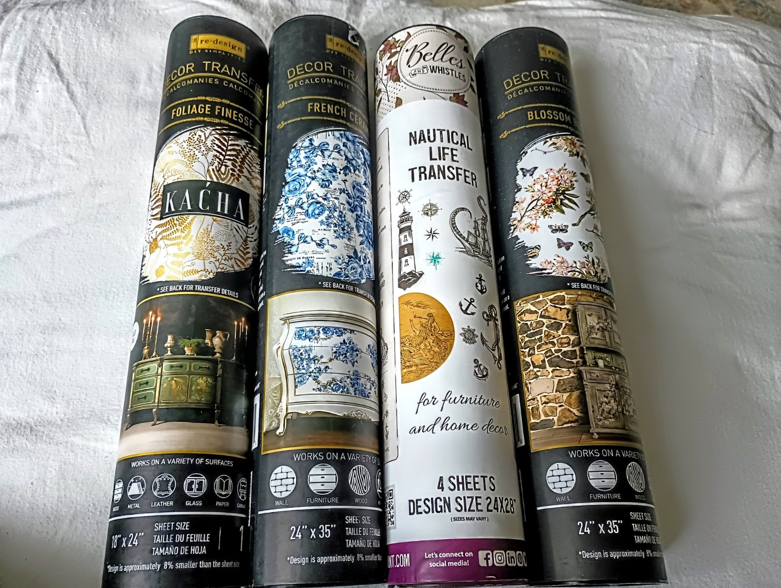 Redesign with Prima and Belles and Whistles Decor Transfers, Lot of 4 - Lot #9 Redesign with Prima and Belles and Whistles Decor Transfers, Lot of 4 - Lot #9