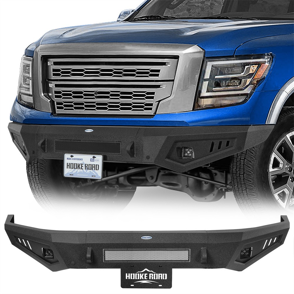 Offroad Steel Front Bumper w/ Led Lights Fit 2017-2024 Nissan Titan Truck Pickup