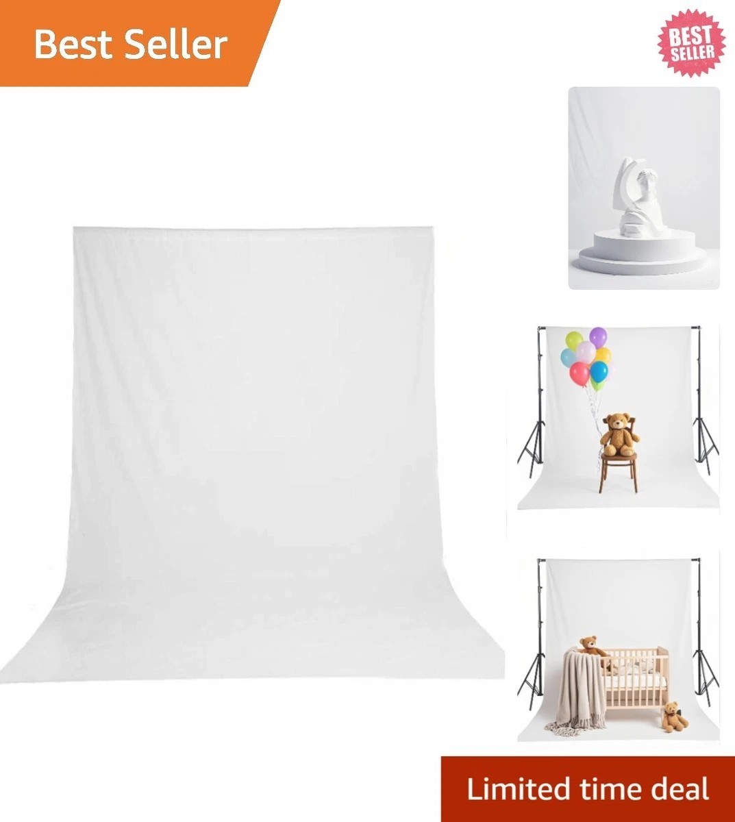 White Photography Backdrop - 5 X 7 FT White Backdrops for Photoshoot Background