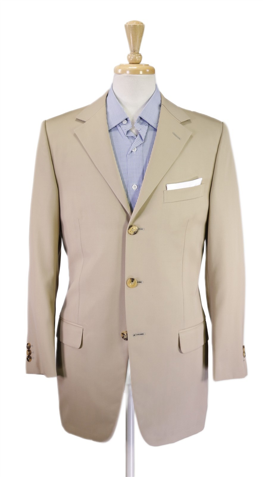 Gianni Versace Couture Vintage Mens Solid Tan 3-Btn Wool Blazer Jacket 38R Gianni Versace Couture Vintage Mens Solid Tan 3-Btn Wool Blazer Jacket 38R