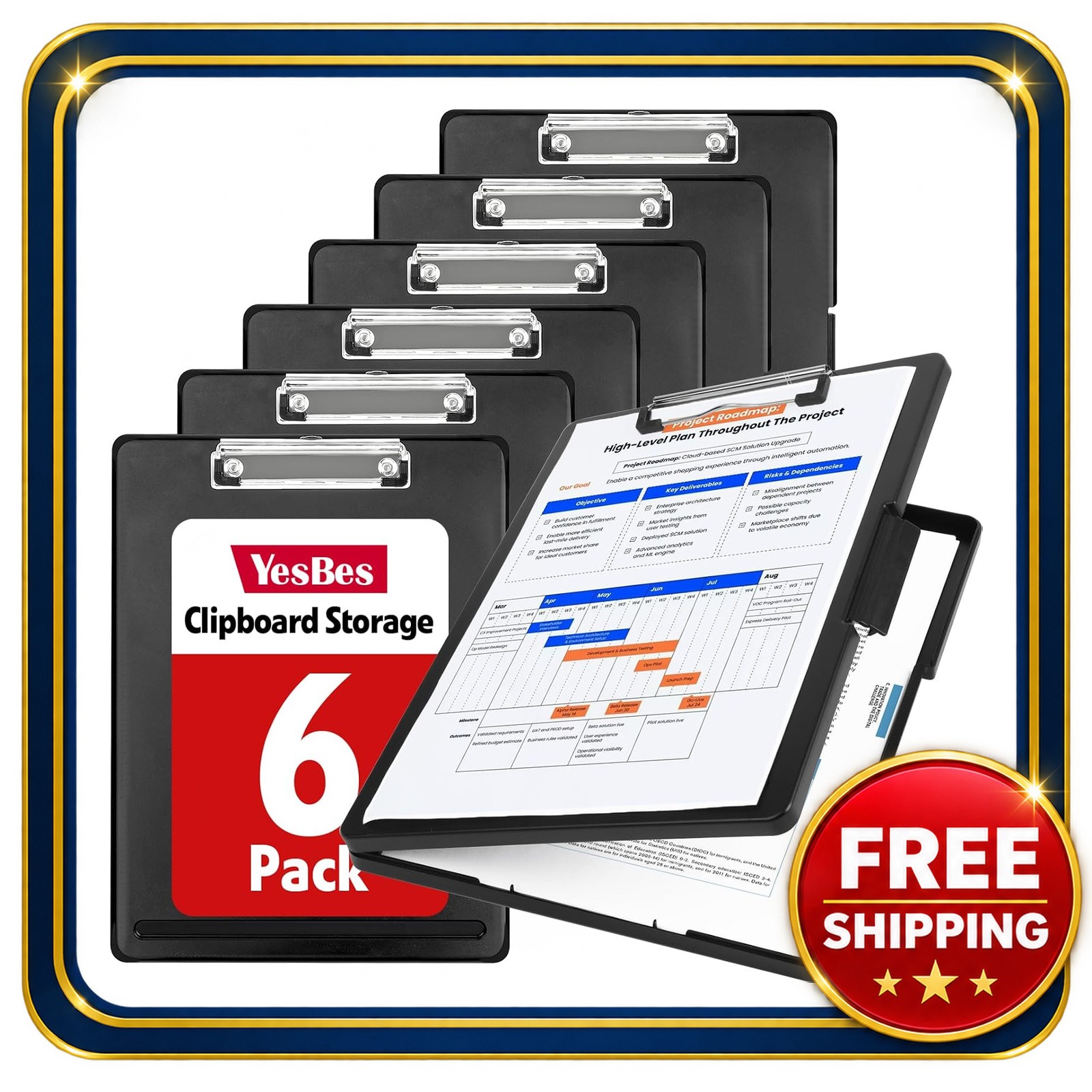 Clipboard with Storage 6 Pack 8.5 x 11 Black Plastic High Capacity Clipboard with Storage 6 Pack 8.5 x 11 Black Plastic High Capacity