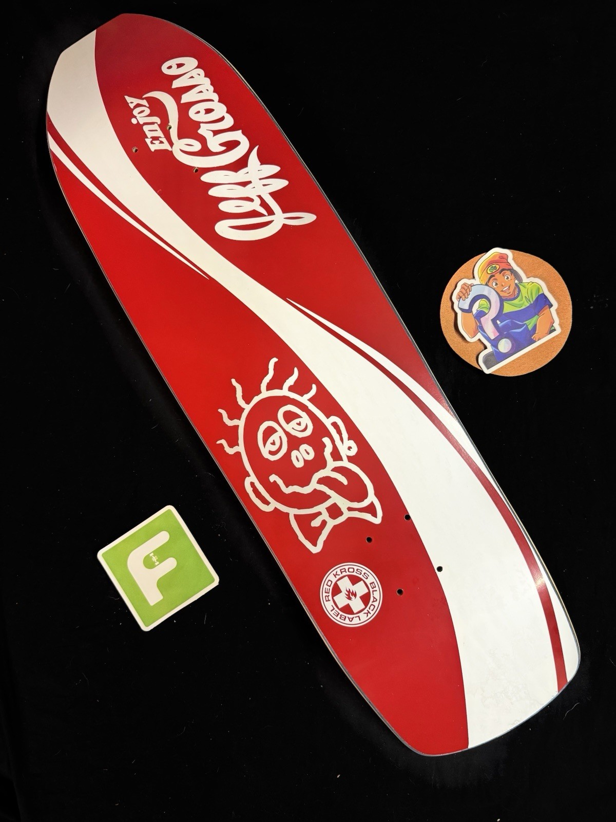 SUPER RARE Jeff Grosso Red Coca Cola Acid Tongue Black Label Skateboard Deck SUPER RARE Jeff Grosso Red Coca Cola Acid Tongue Black Label Skateboard Deck