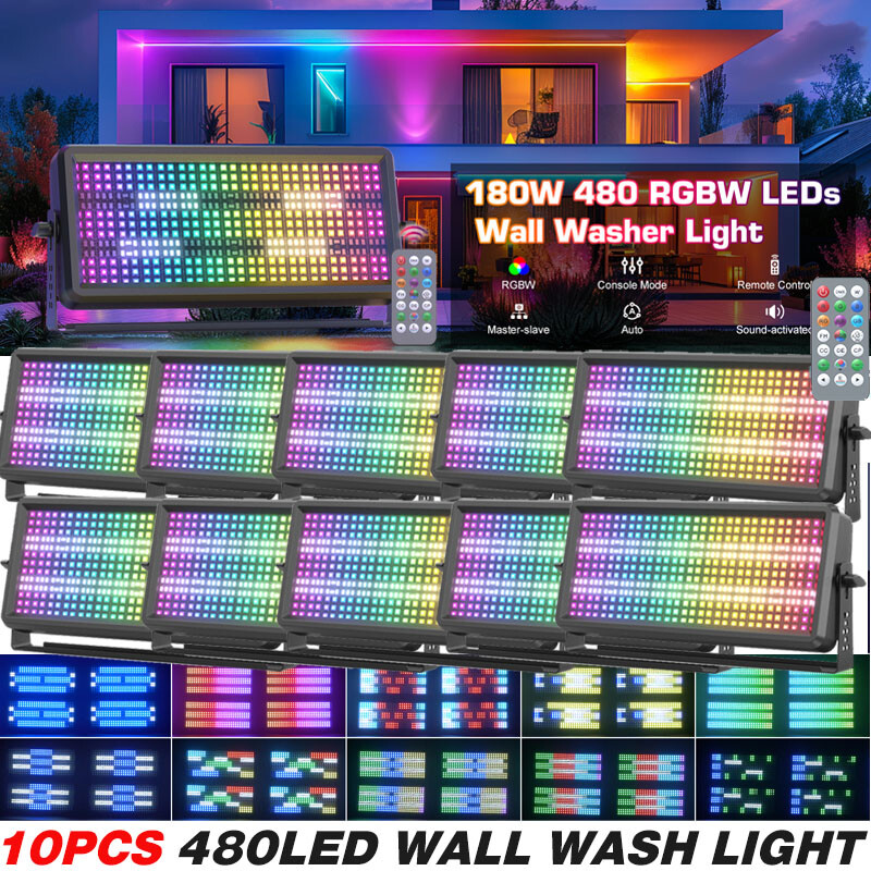 10PCS 180W RGBW 450LED Wall Wash Light Strobe DMX Stage Lighting Party DJ Show