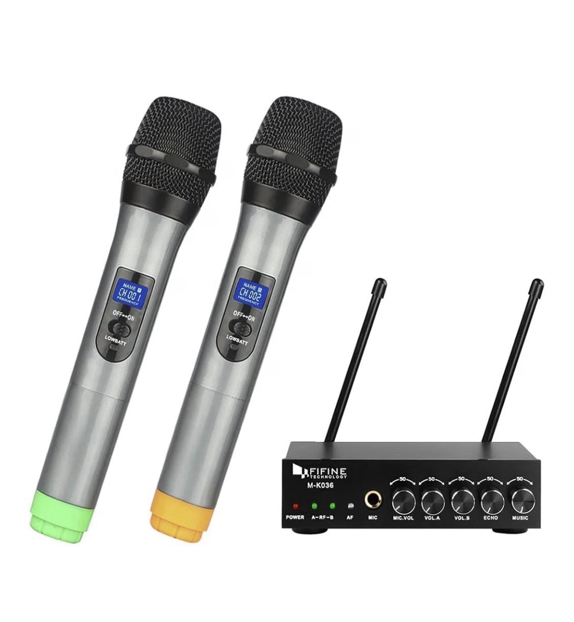 FIFINE K036 Dual Wireless Condenser Microphone System - Black/Silver