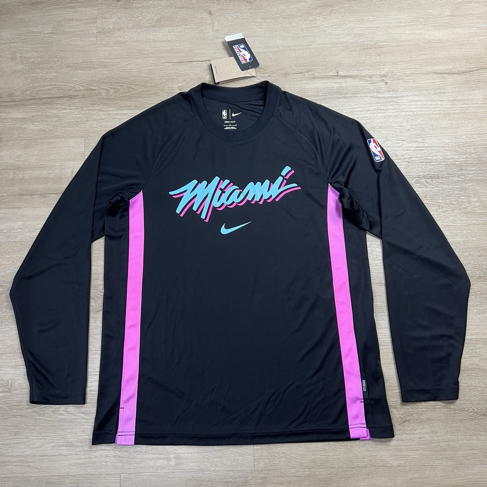 Miami Heat NBA Nike Dri Fit City Edition L/S Performance Shirt Mens Large NWT Miami Heat NBA Nike Dri Fit City Edition L/S Performance Shirt Mens Large NWT
