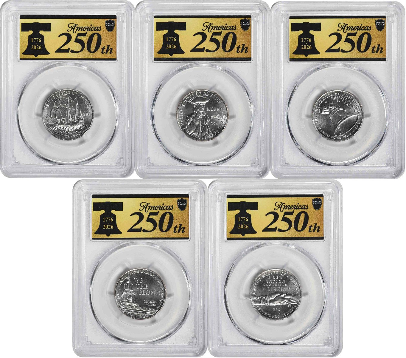 2026-D Semiquincentennial Quarter Set MS66 First Strike PCGS (Anniversary Label) 2026-D Semiquincentennial Quarter Set MS66 First Strike PCGS (Anniversary Label)