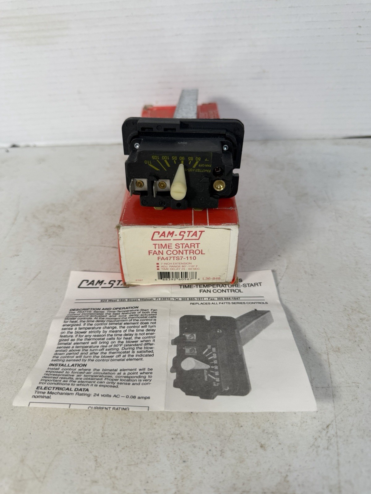 Cam-Stat Supco 7” Temperature Furnace Fan Switch 80-110F