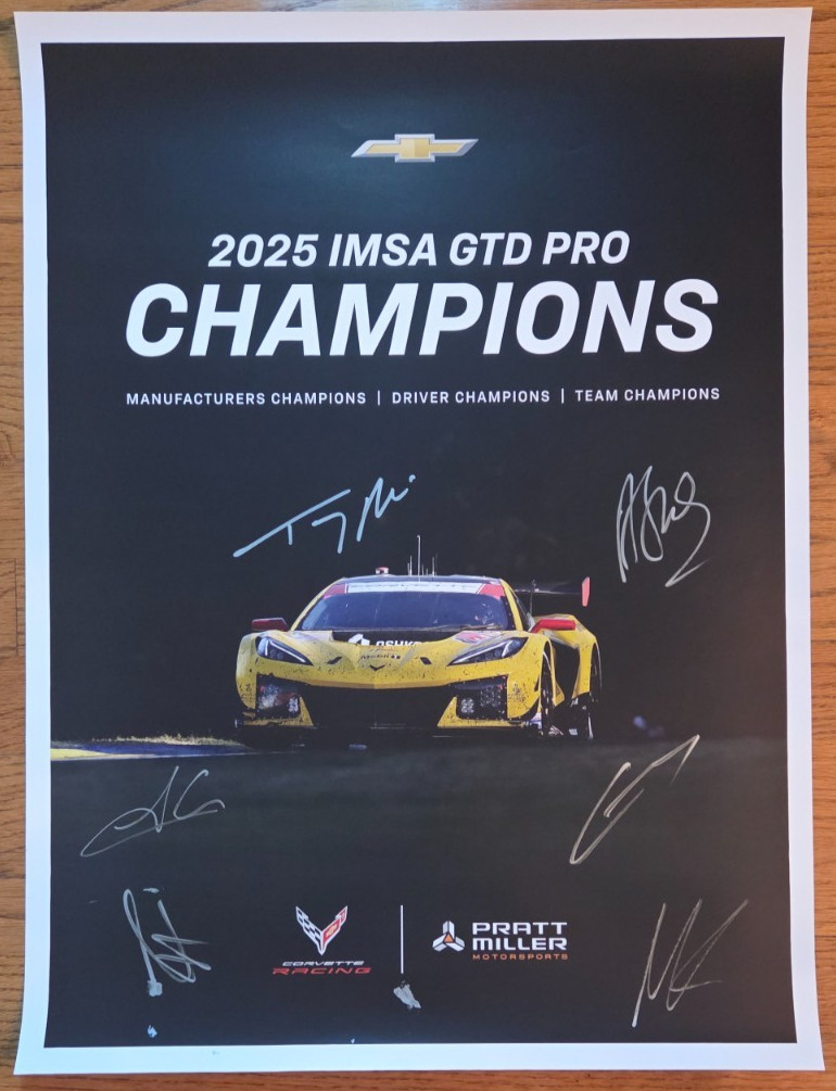 2025 IMSA GTD PRO Corvette Champion Poster Signed by All 6 Drivers 2025 IMSA GTD PRO Corvette Champion Poster Signed by All 6 Drivers