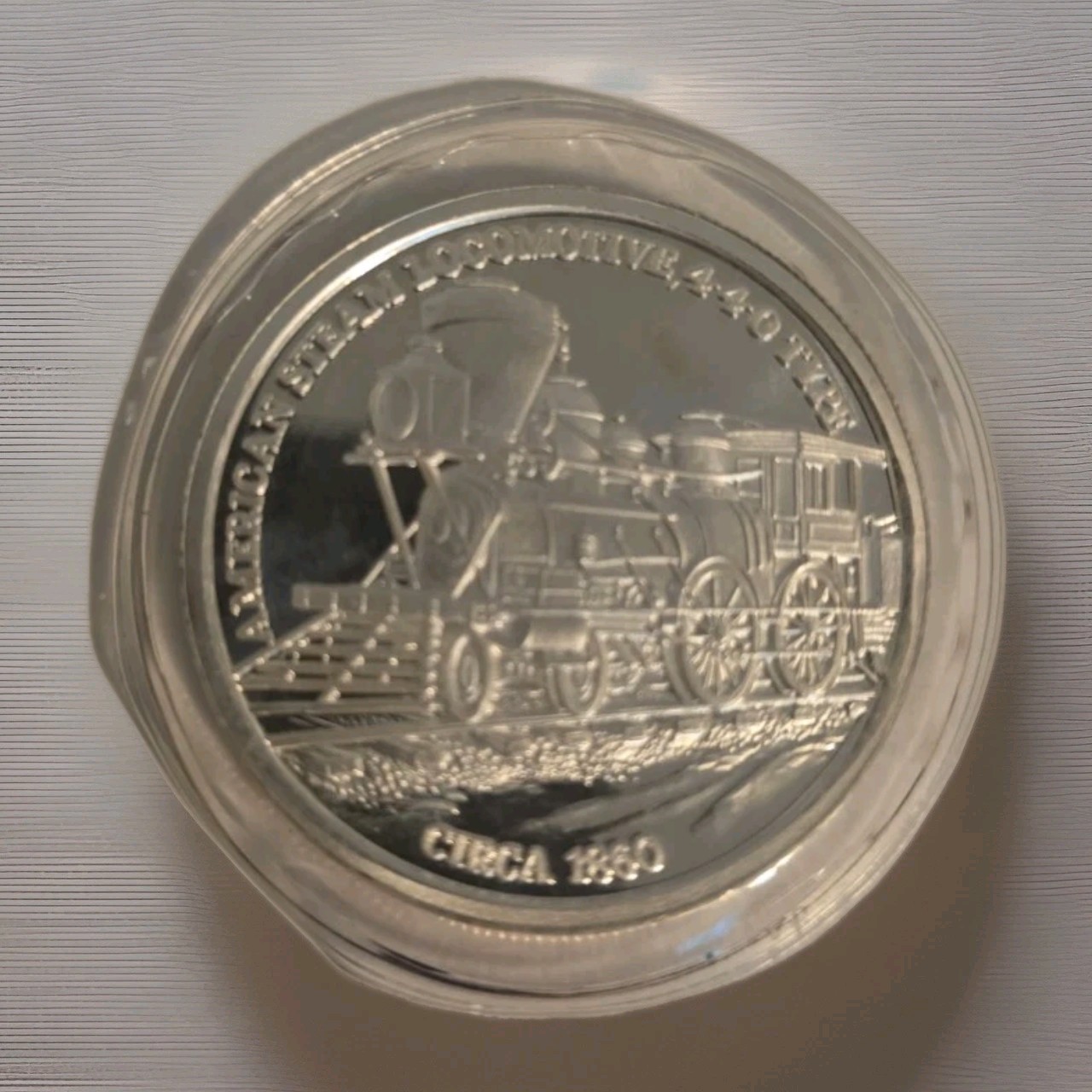 SilverTowne 1 oz .999 Fine Silver Vintage Round American Steam Locomotive 4-4-0 