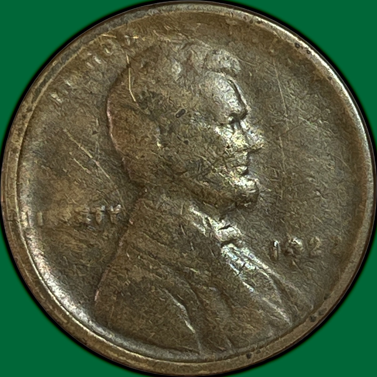 1922-D No D Lincoln Wheat Cent Fine F Coin, Weak Reverse, Scratches #45744