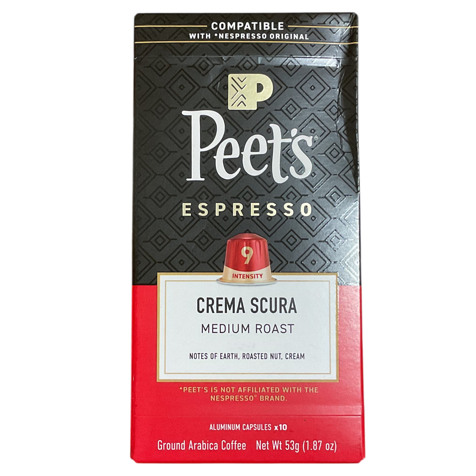 Peet\'s Espresso Capsules Crema Scura 10 Count Intensity 9 Medium Roast 02/19/27