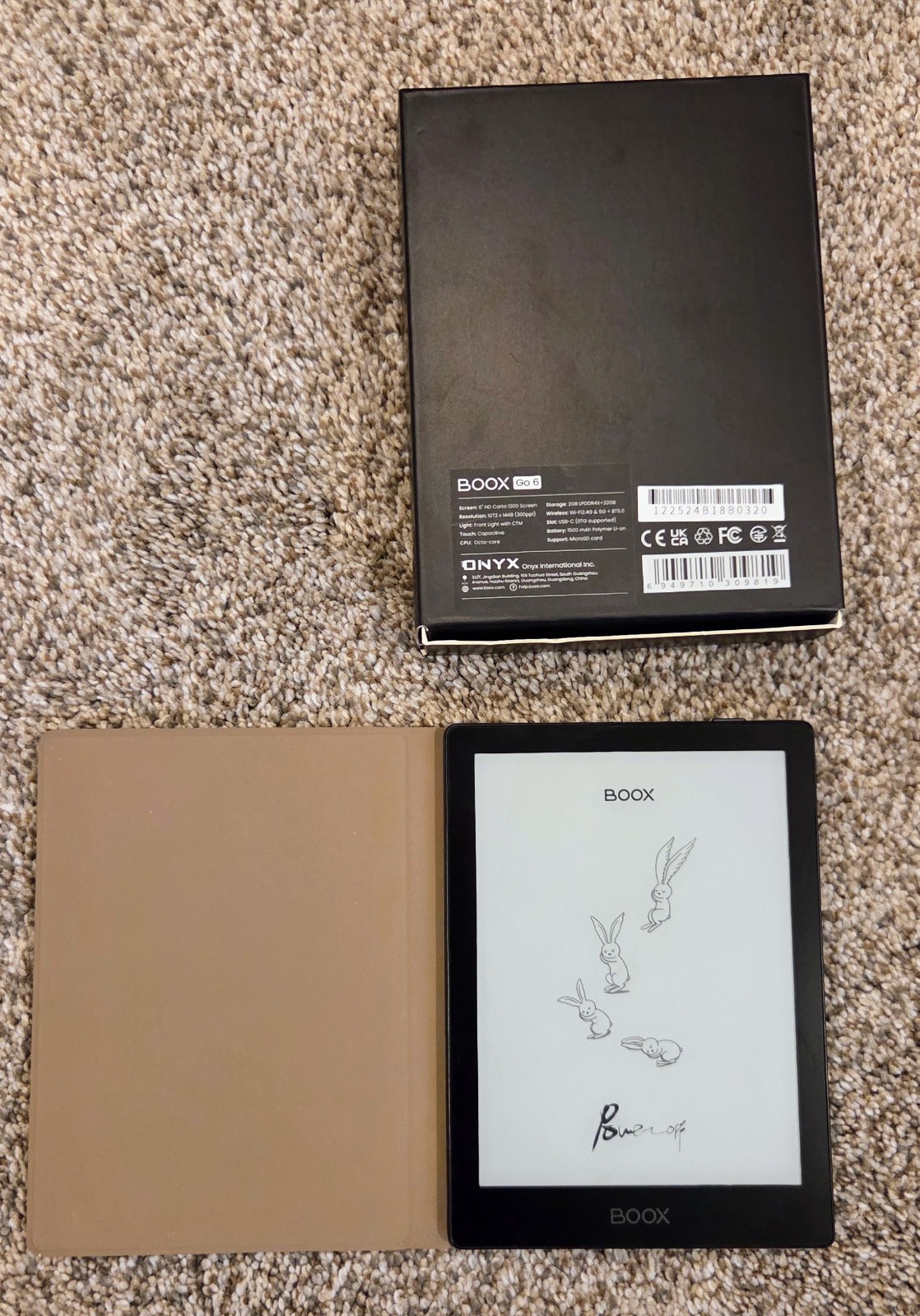 BOOX Go 6 6in 32GB Wi-Fi Touchscreen eBook Reader Black 1072x1448 bundle w/Case