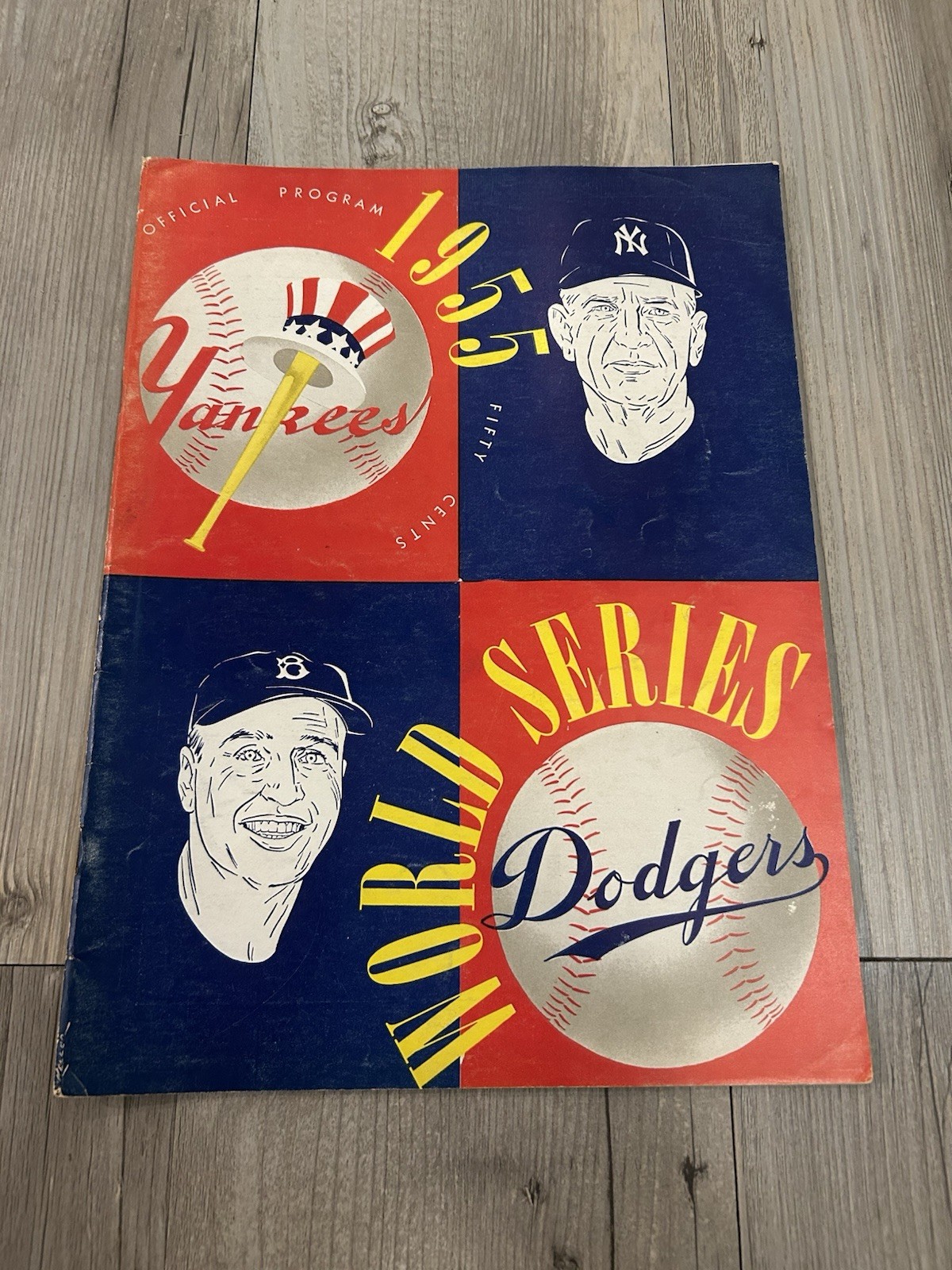 1955 World Series Program Brooklyn Dodgers NY Yankees Ebbets Field Scored VG