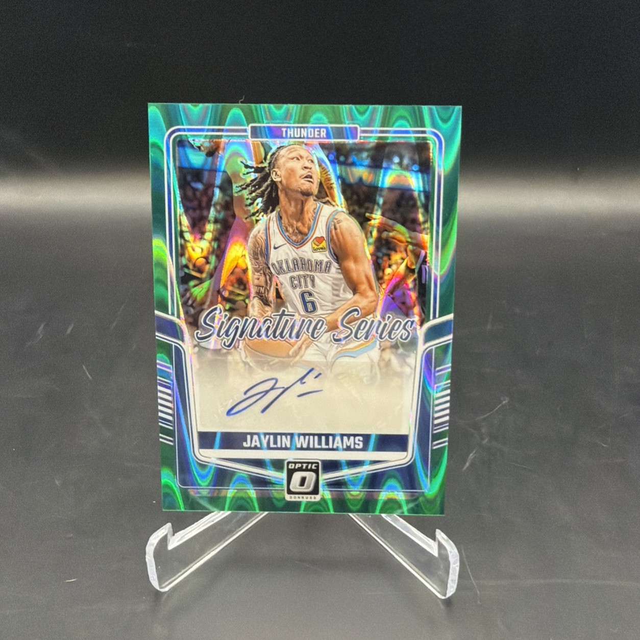 2024-25 Donruss Optic #SS-JAY Jaylin Williams Signature Green Seismic # /35 2024-25 Donruss Optic #SS-JAY Jaylin Williams Signature Green Seismic # /35