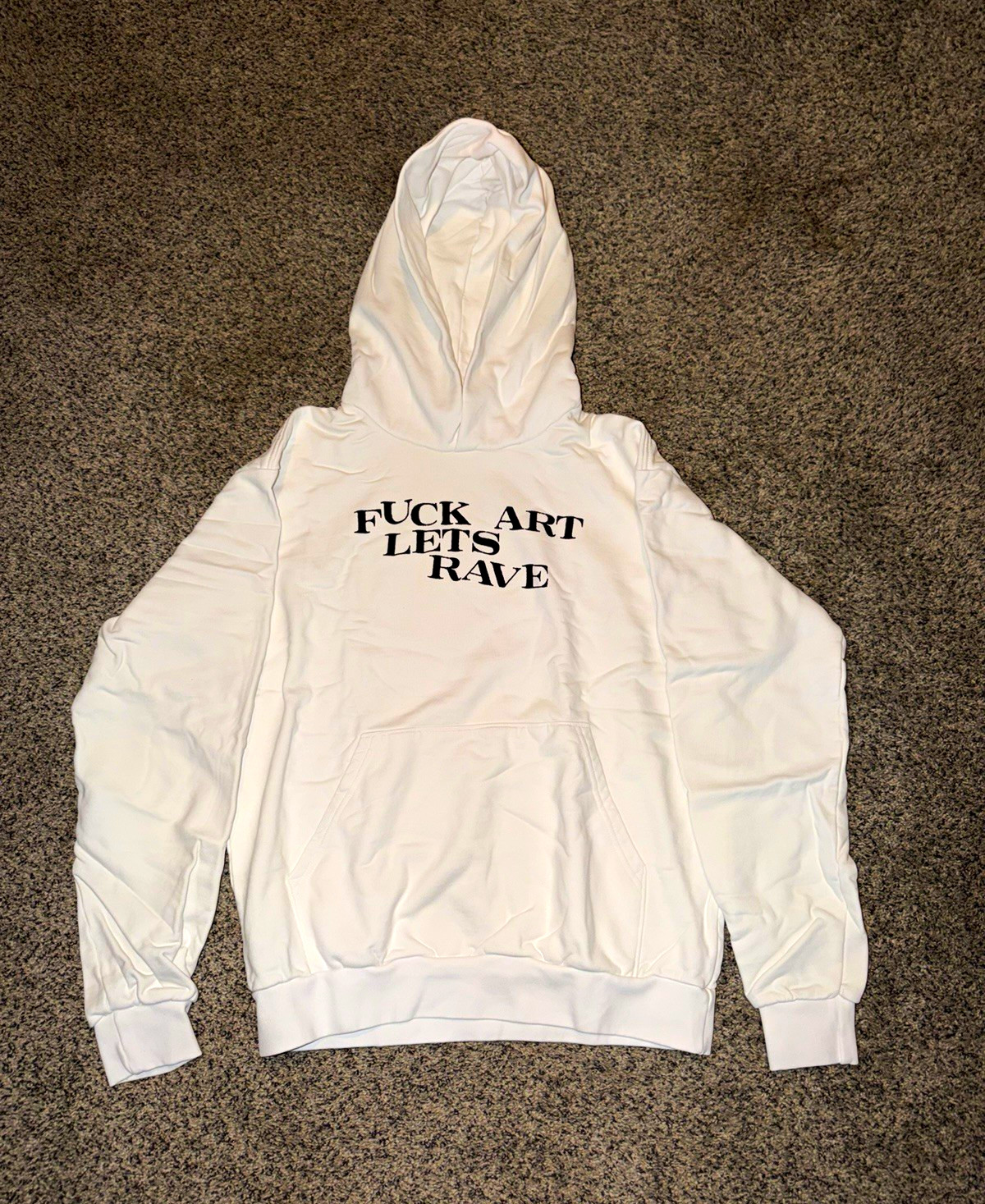 Midnight Studios Men’s White Graphic Print Pullover Hoodie Cotton Fleece M