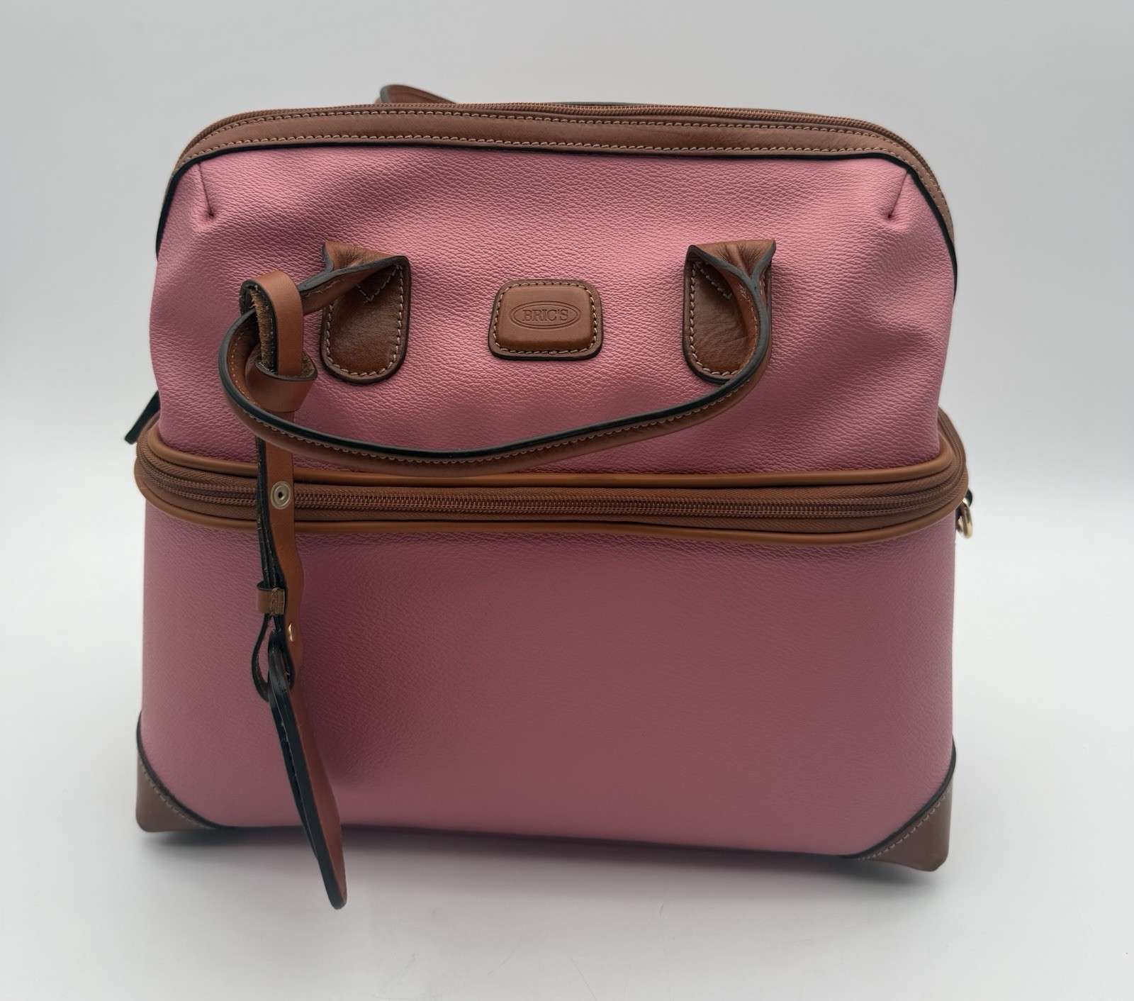 Bric\'s Tuscan Leather Pink Cosmetic Train Case Tote Luggage Twilight New W/ Tag