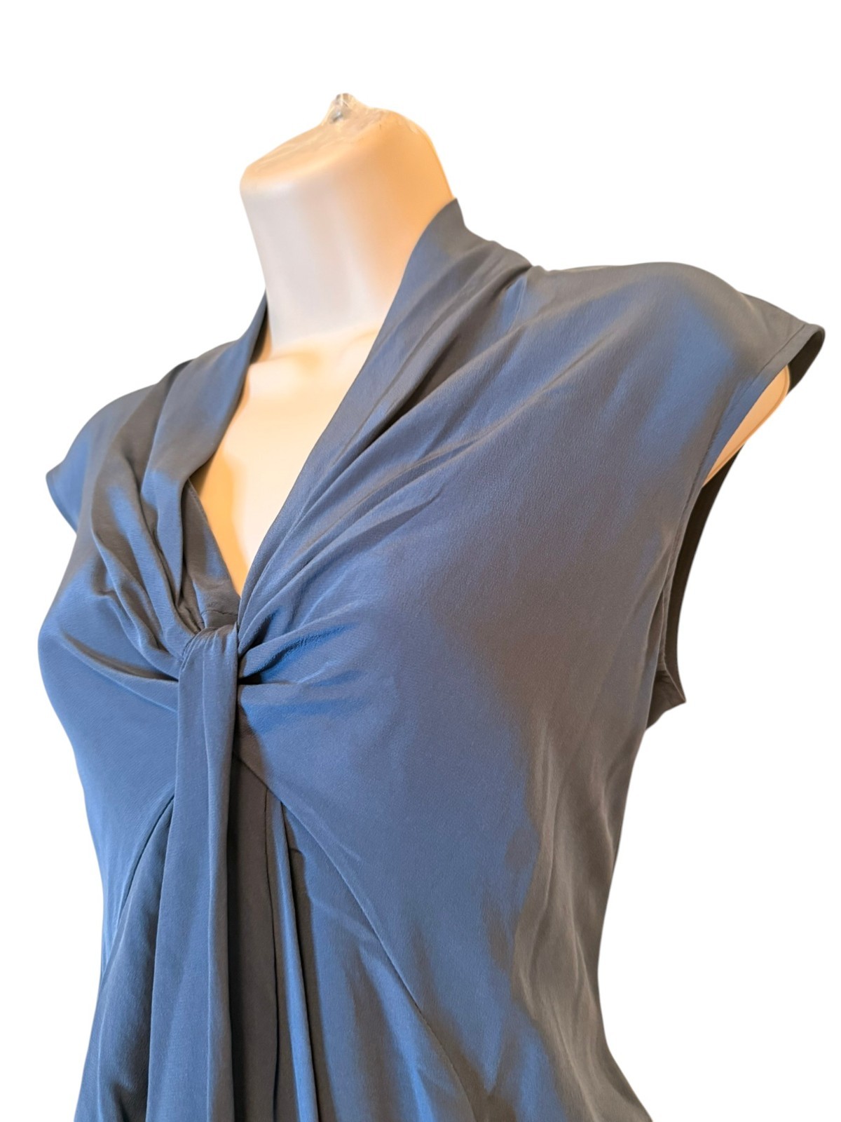 Ali Ro Silk Womens Sleeveless Draped Twist-Front Blue Dress Size 2