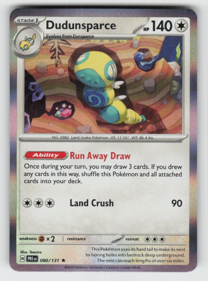 Holo Dudunsparce 080/131 Rare Prismatic Evolutions Near Mint