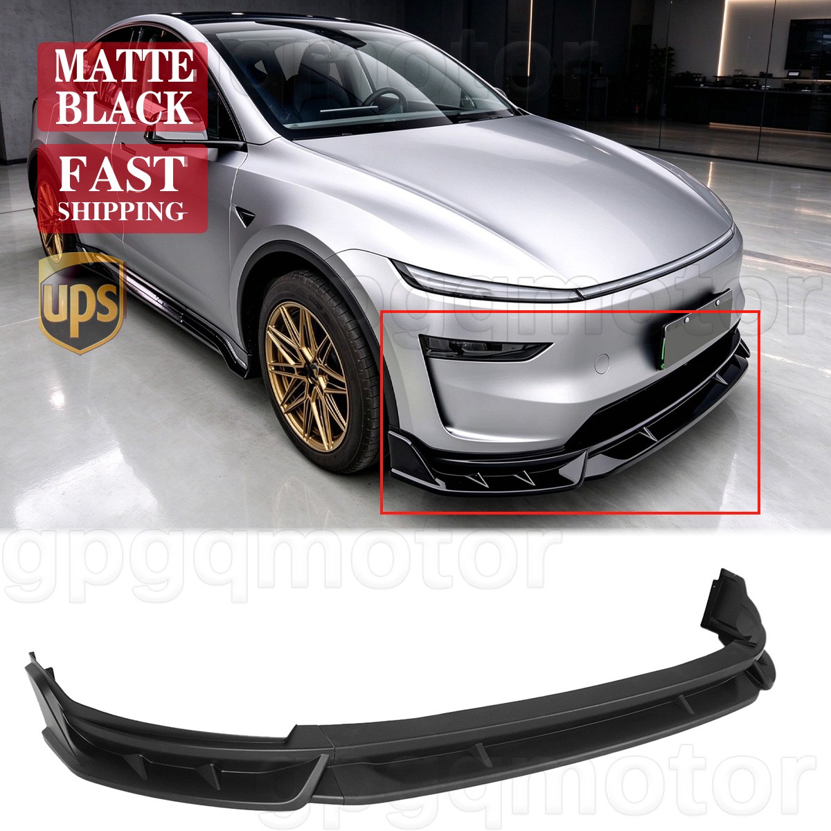 For Tesla Y Juniper 2025-2027 CMST Style Matte Black Front Bumper Lip Splitters For Tesla Y Juniper 2025-2027 CMST Style Matte Black Front Bumper Lip Splitters