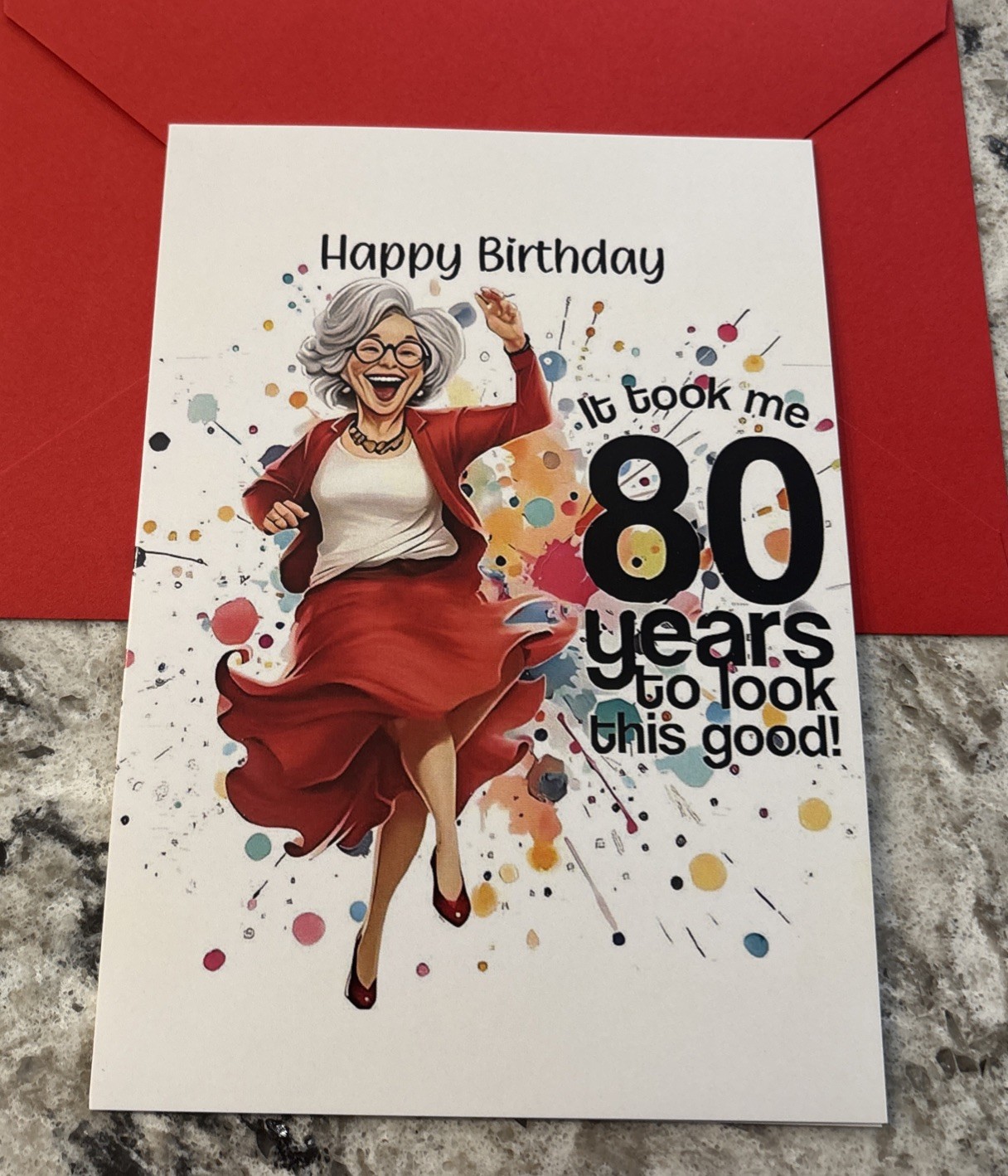 Funny 80th Birthday 80 Years Look This Good 4.6”x6.6” Blank Inside Greeting Card