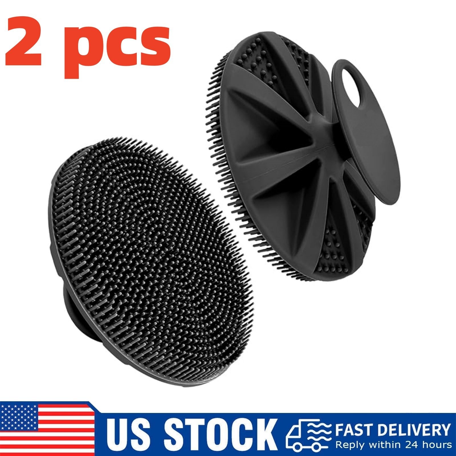 2x Food-Grade Soft Silicone Body Scrubber Shower Brush Handheld Cleaning Brush 2x Food-Grade Soft Silicone Body Scrubber Shower Brush Handheld Cleaning Brush