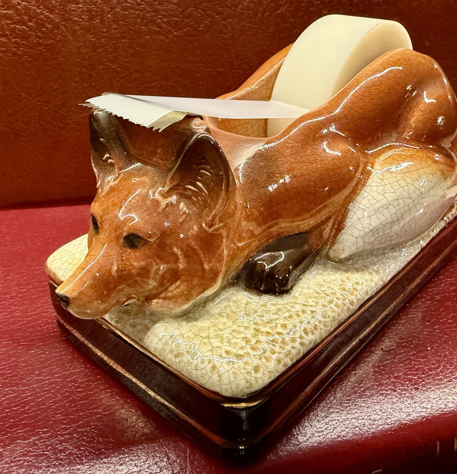 VTG Takahashi Fox Tape Dispencer Hand Painted Made In Japan VTG Takahashi Fox Tape Dispencer Hand Painted Made In Japan
