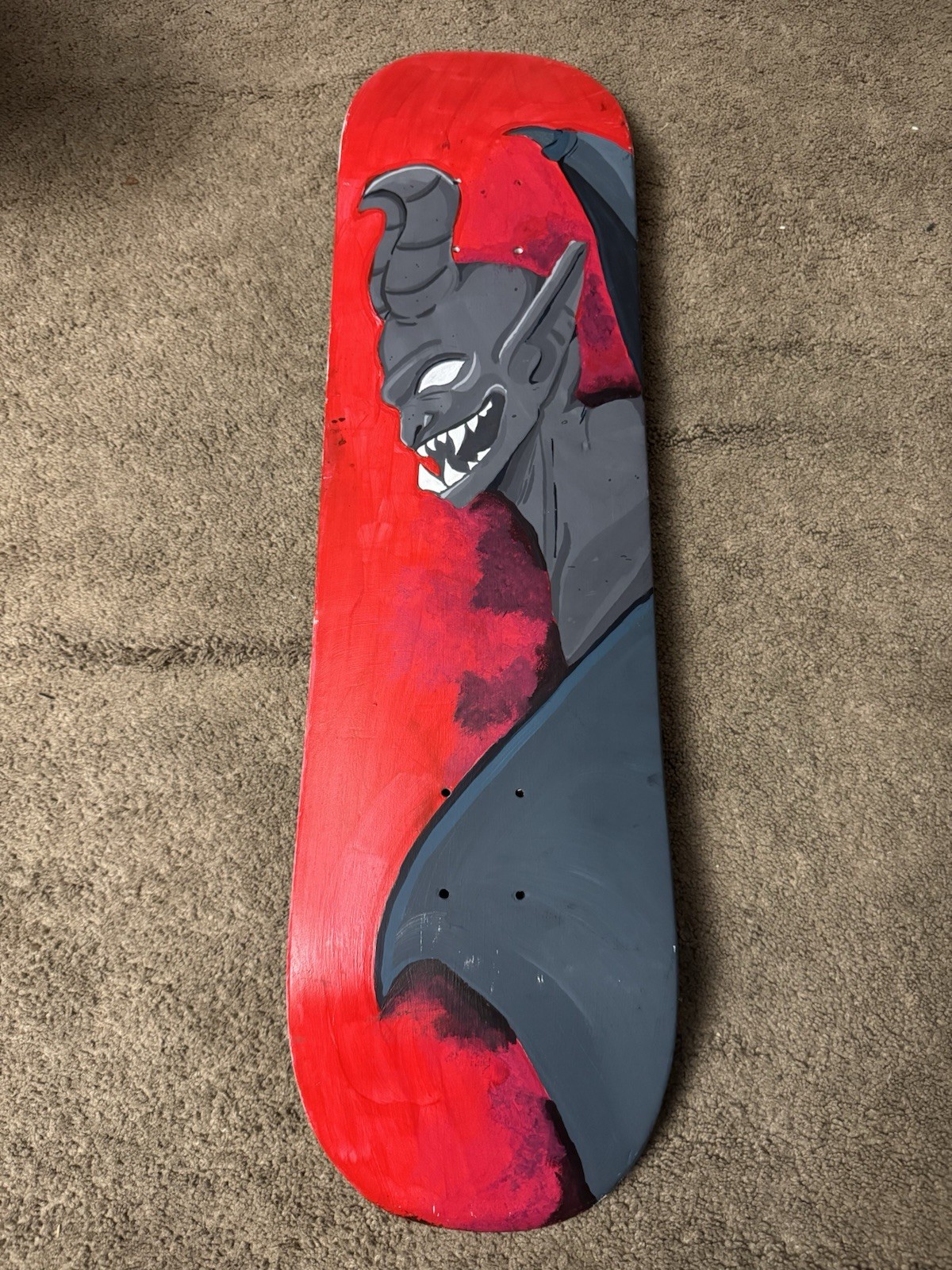 RARE Chocolate Skateboard Deck Devil Demon Painted OG Concave VTG 
