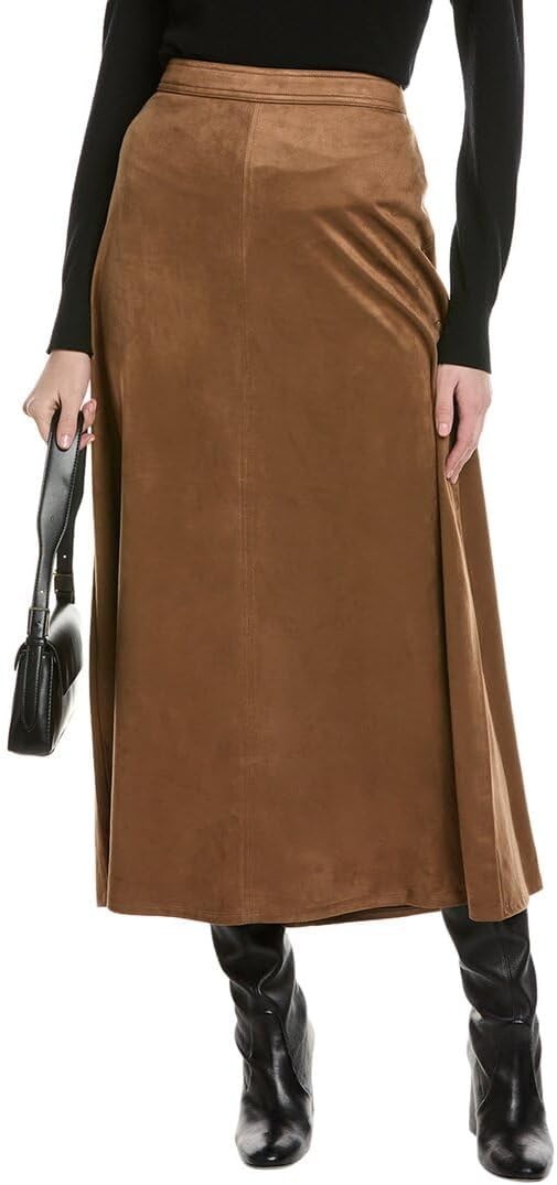 NWT Vince Camuto Faux-Suede a-Line Maxi Skirt - Camel Size:L