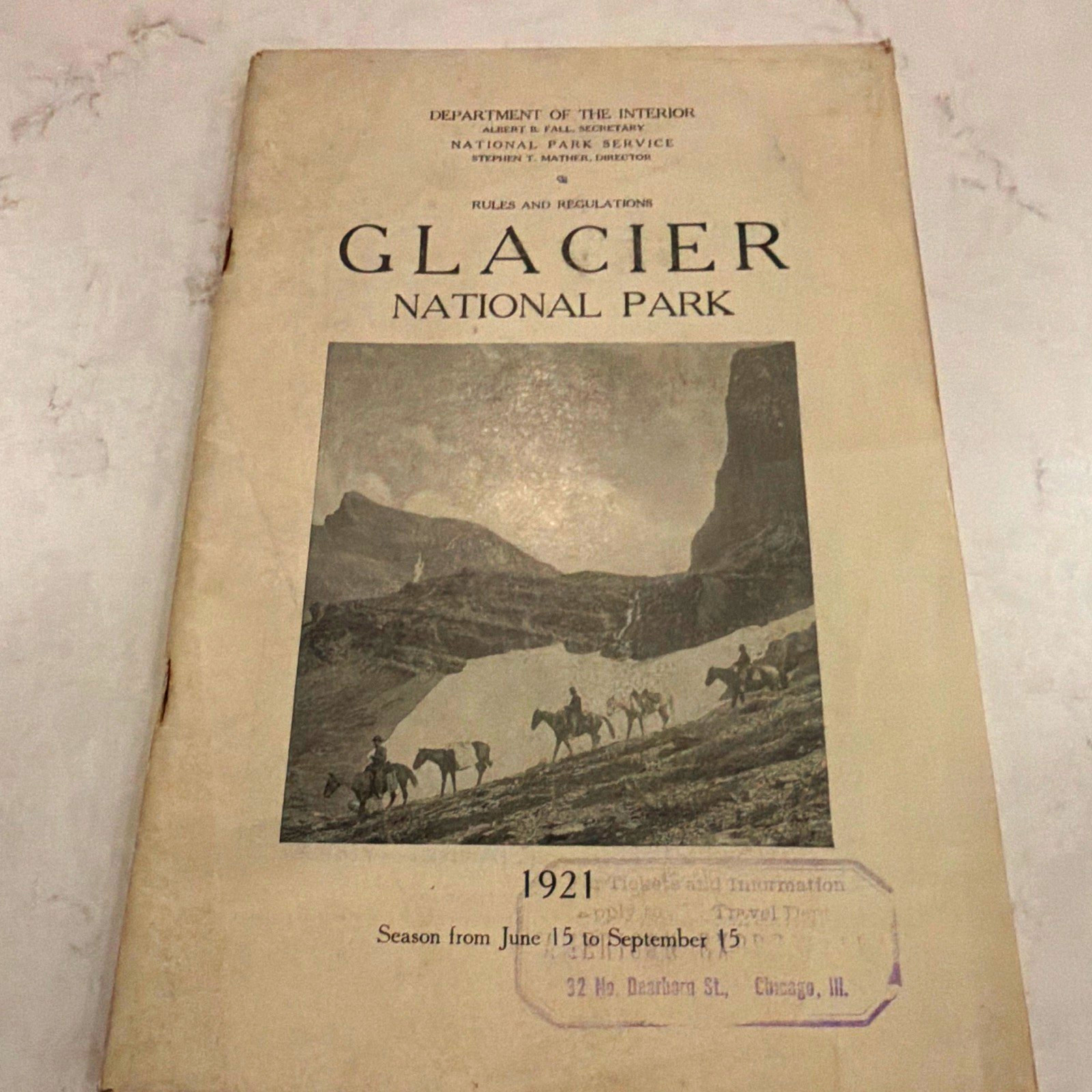 VINTAGE 1921 Glacier National Park Rules & Regulations Booklet W/ FOLD MAP Rare