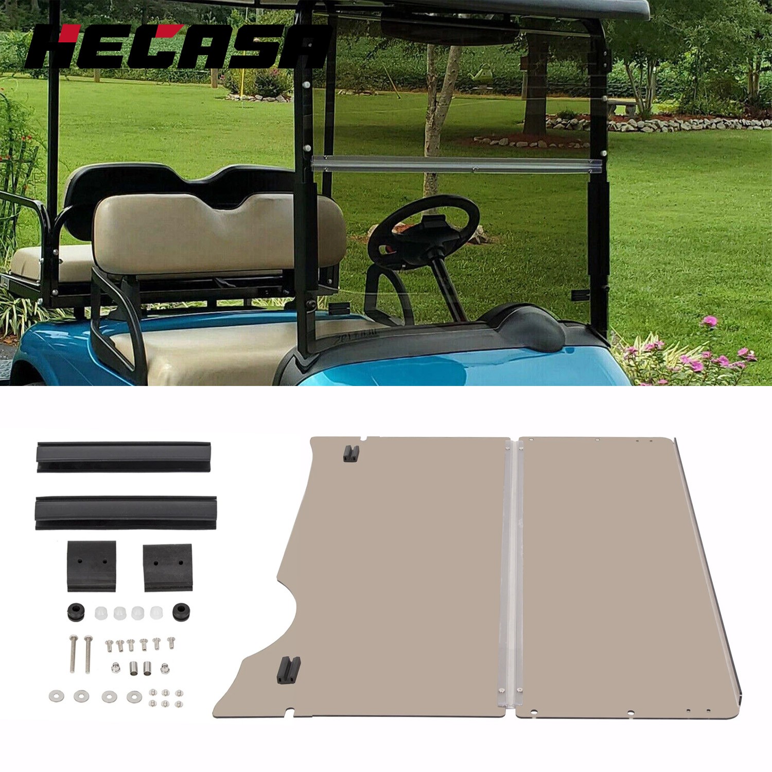 For EZGO RXV Golf Cart 2008-Up Smoke Tinted Windshield Folding Style New In Box For EZGO RXV Golf Cart 2008-Up Smoke Tinted Windshield Folding Style New In Box