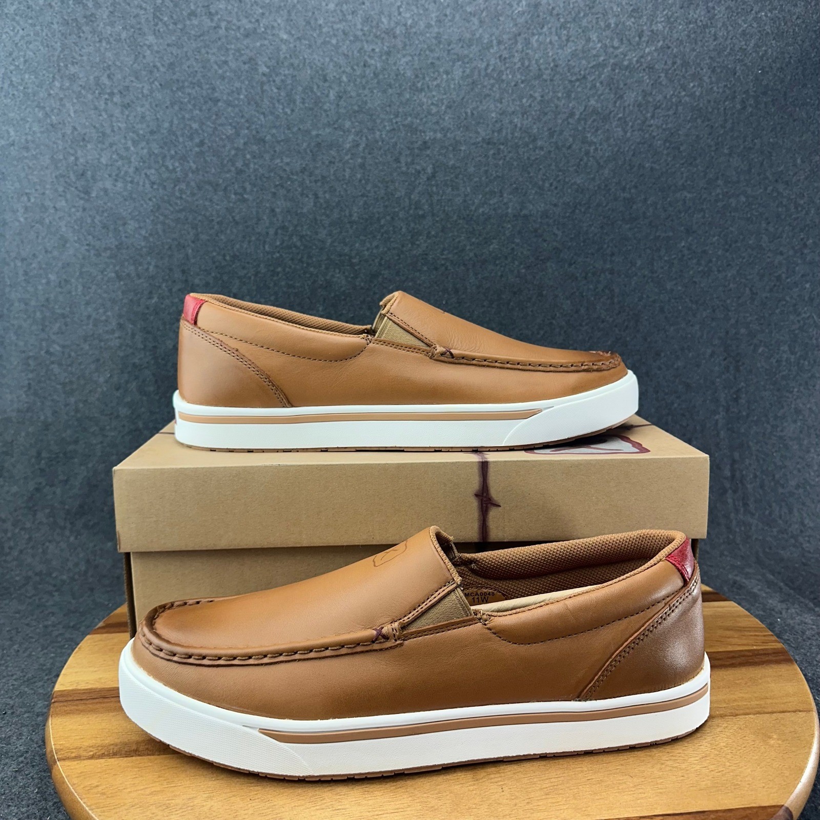 Twisted X Slip-On Kicks Shoes Mens 11W Risk Husk Outsole Elastic Brown MCA0048