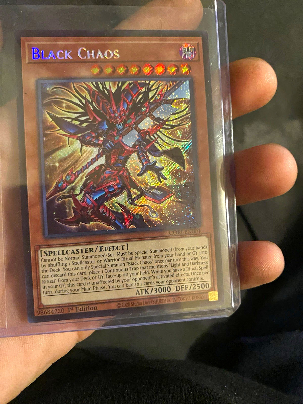 Konami 2020 Yu-Gi-Oh Black Chaos CORI-EN001 1st Ed Secret Rare Foil Konami 2020 Yu-Gi-Oh Black Chaos CORI-EN001 1st Ed Secret Rare Foil