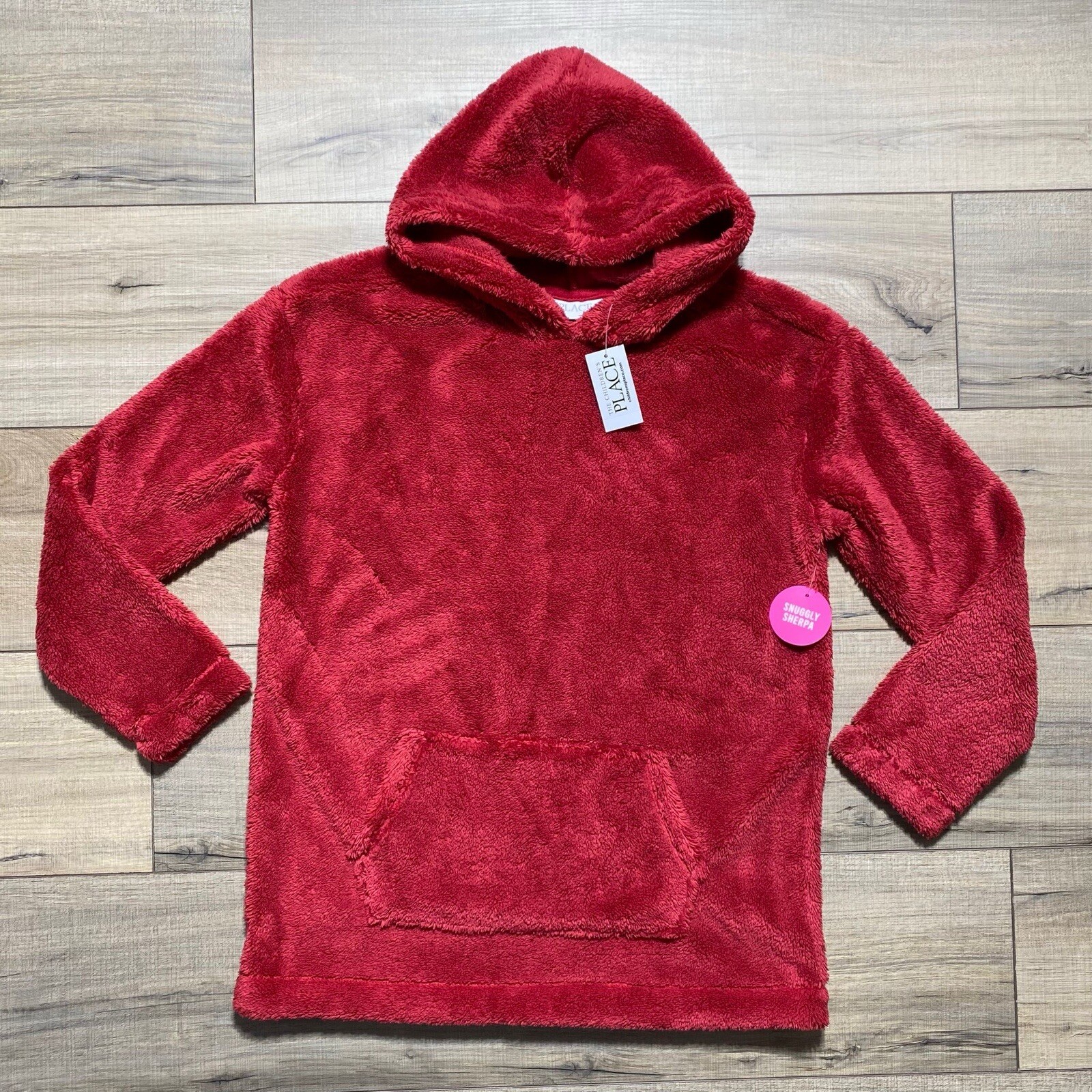 The Children Place Girls Long Sleeve Sherpa Hoodie Size Large 10-12 Classic Red