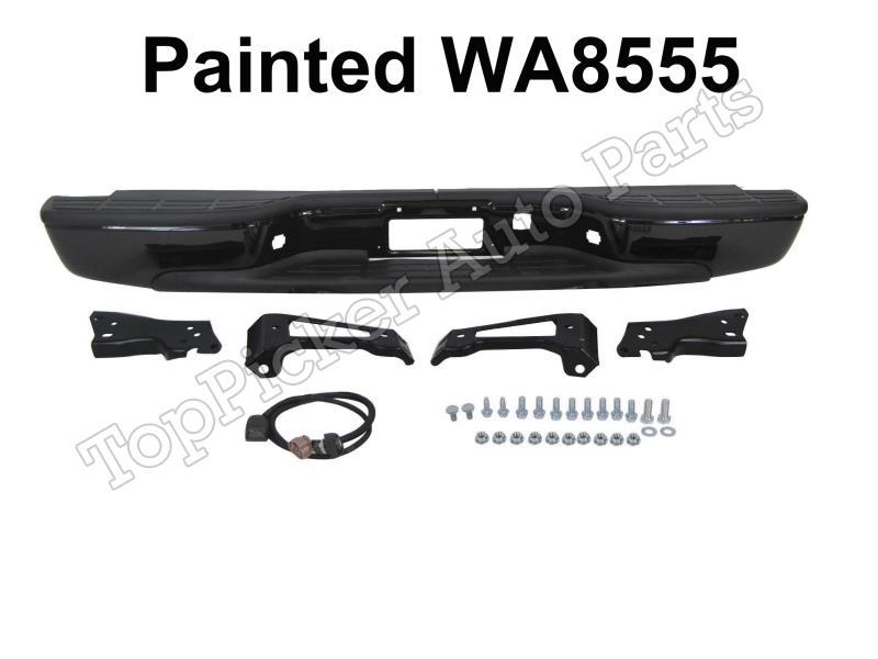 Painted Black WA8555 Rear Bumper Assy For 99-07 Silverado Sierra Fleetside 1500