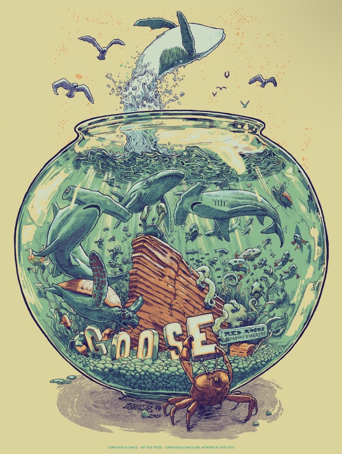 Goose Poster Red Rocks Whale Conscious Alliance Print August 27 28 2026 Colorado