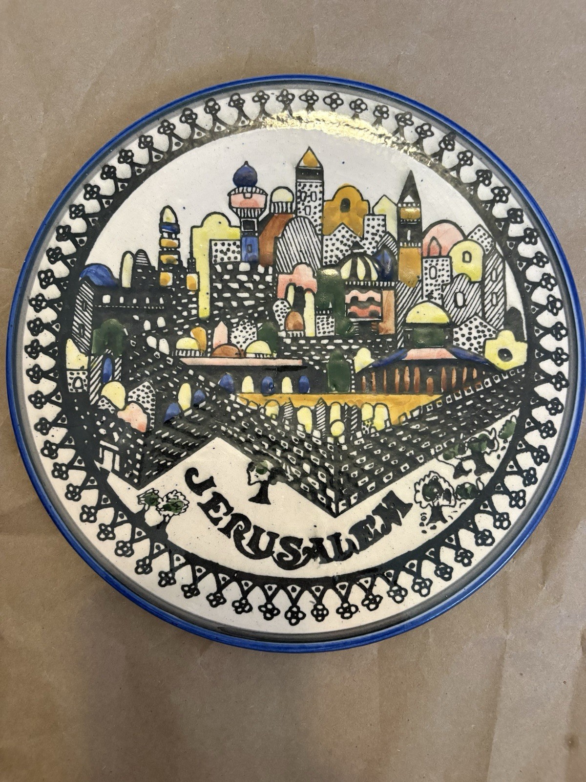 Vintage Jerusalem Holy Old City Plaque Ceramic Wall Plate Hebrew Jewish Judaism Vintage Jerusalem Holy Old City Plaque Ceramic Wall Plate Hebrew Jewish Judaism