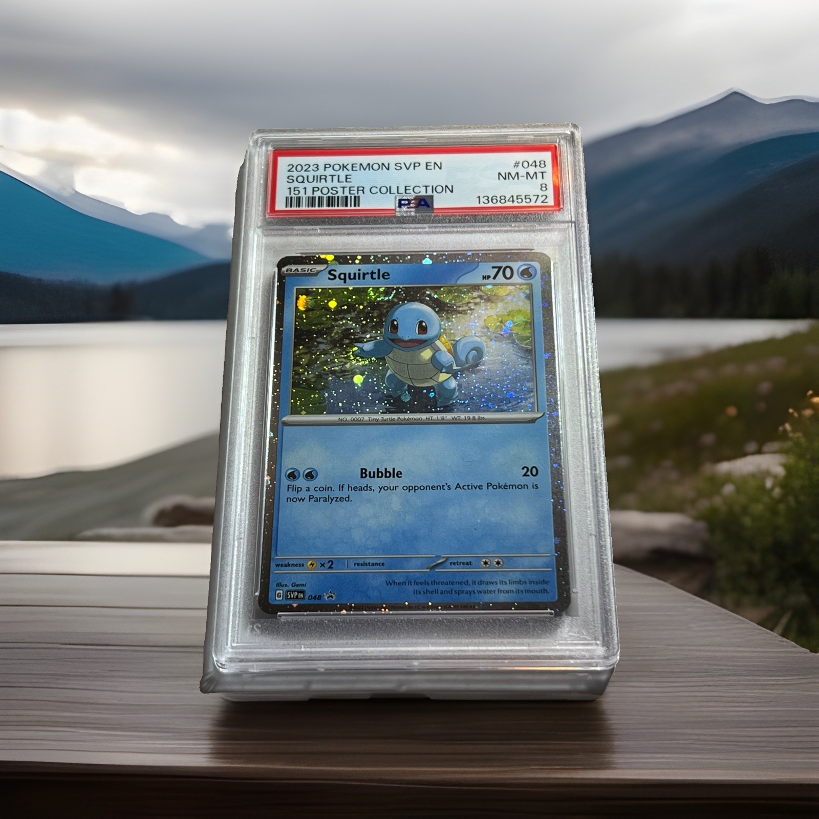 Pokemon Squirtle #048 (Cosmos Holo) 048 SVP: 151 Poster Promo PSA 8 nm-mt EN Pokemon Squirtle #048 (Cosmos Holo) 048 SVP: 151 Poster Promo PSA 8 nm-mt EN