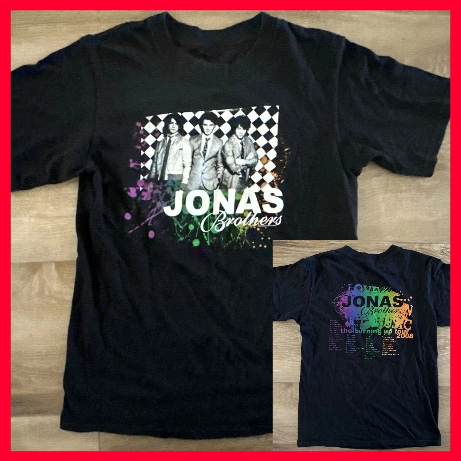 Jonas Brothers Burning Up Tour 2008 Retro Concert T-Shirt S-4XL