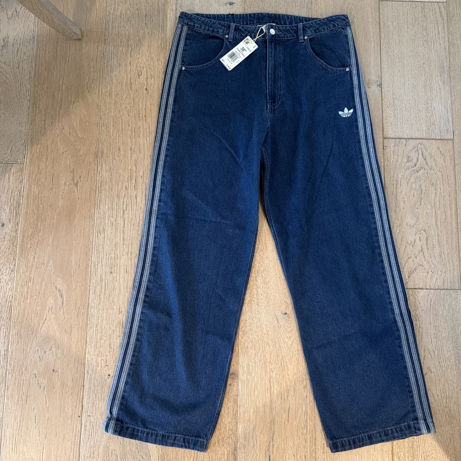 Men\'s Adidas Originals Blue Firebird Adicolor Denim Jeans Pants KD1499 New