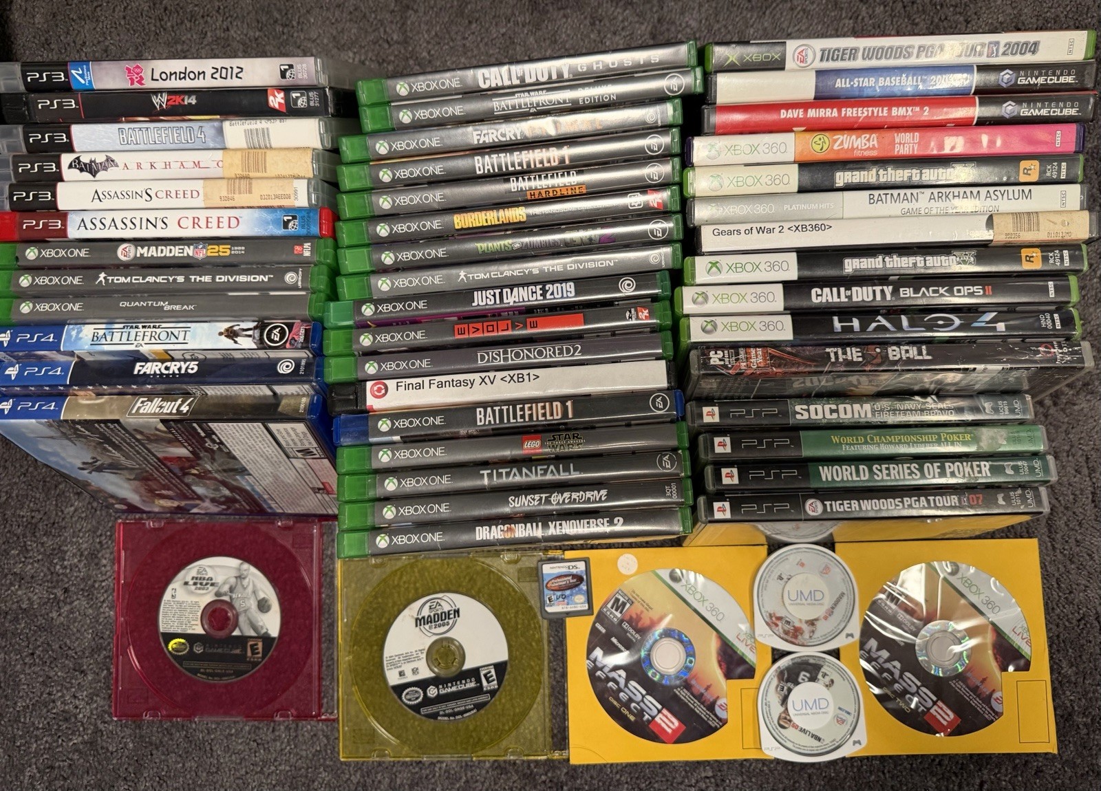 50 Video Game Lot Xbox One PS4 PS3 Xbox 360 GameCube PSP GTA V COD Battlefield