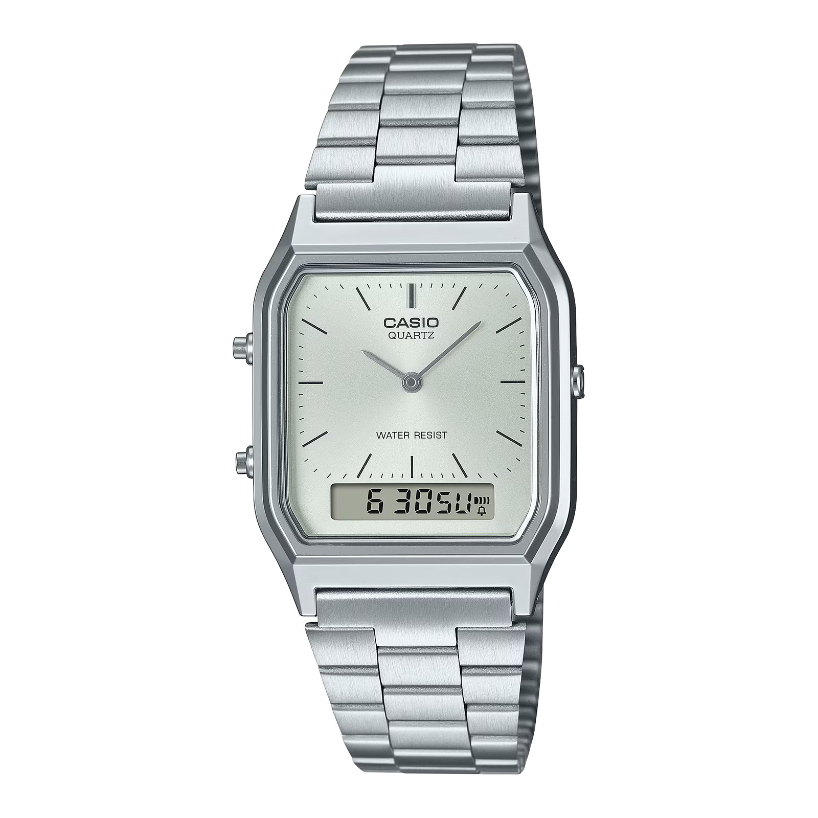 CASIO AQ-230A-7AMQY AQ-230A-7A A/D QUARTZ SILVER DIAL STEEL WATCH CASIO AQ-230A-7AMQY AQ-230A-7A A/D QUARTZ SILVER DIAL STEEL WATCH