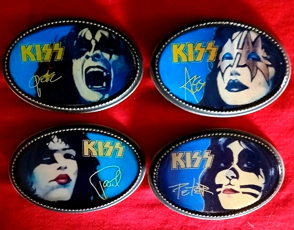 KISS set of 4 Epoxy Buckles -   Ace-Gene-Paul-Peter complete set New