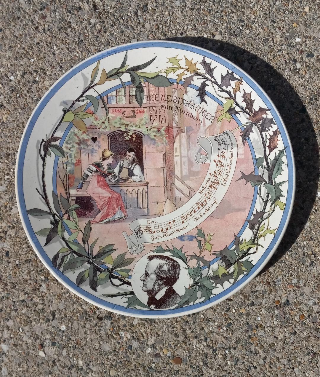 French Faience Sarreguemines Die Meistersinger Opera plate French Faience Sarreguemines Die Meistersinger Opera plate