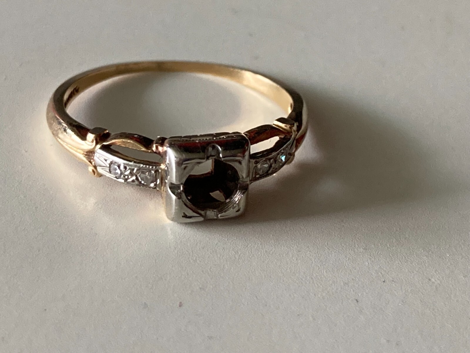 VINTAGE JABEL  18K  W&Y GOLD  SEMI MOUNT DIAMOND ENGAGEMENT RING .25CT SIZE 5.25