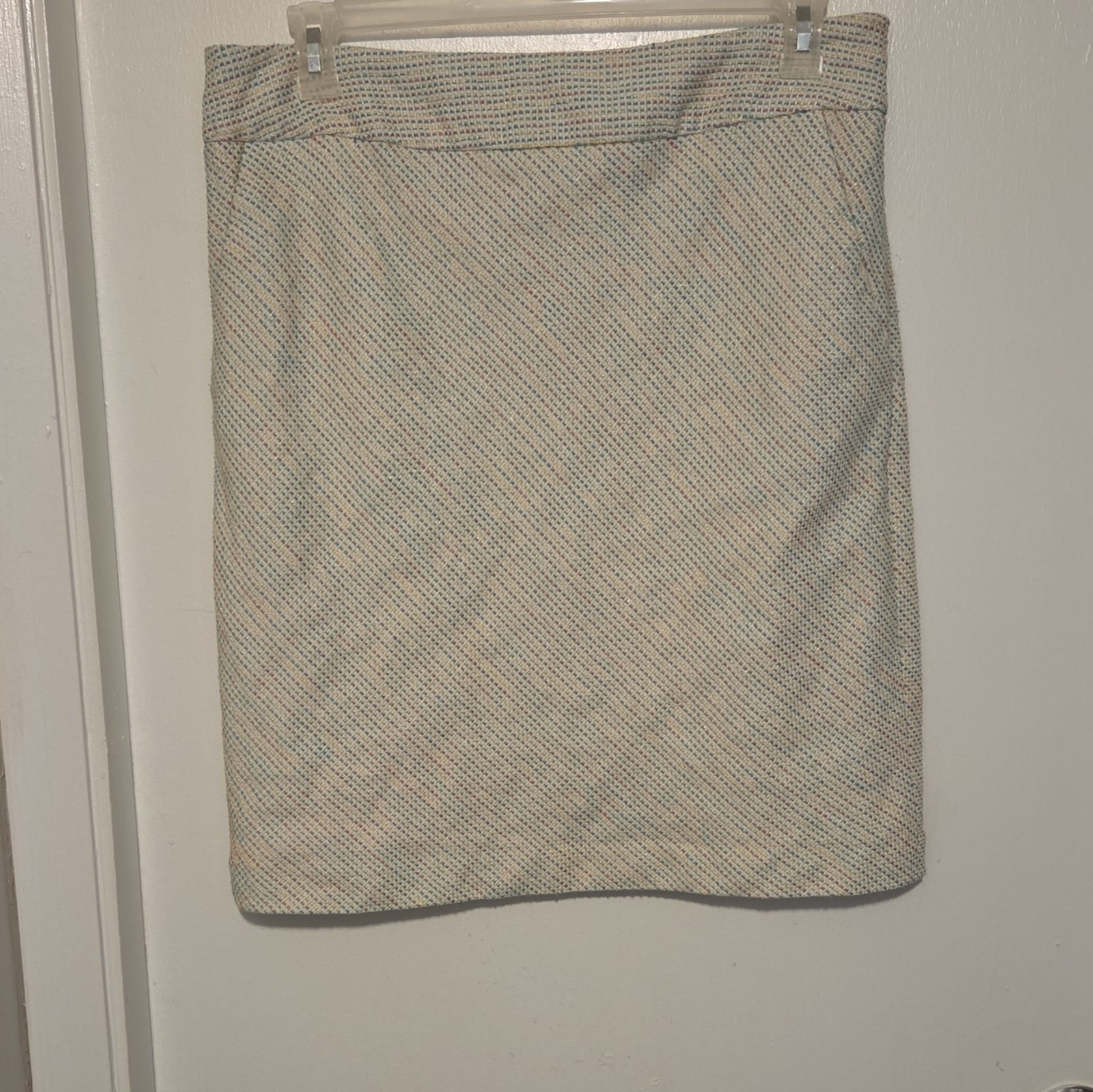Merona Multicolor Tweed Herringbone Pencil Knee Skirt Lined Zip Regular 14 Women