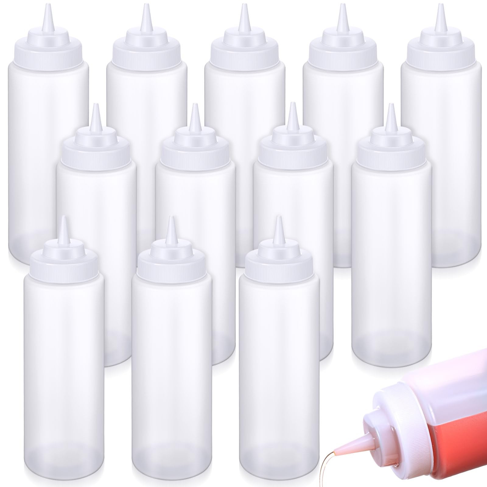 Singhoow 10 Pcs 32 oz Squeeze Bottle Large Plastic Wide Mouth Squeeze Bottles...