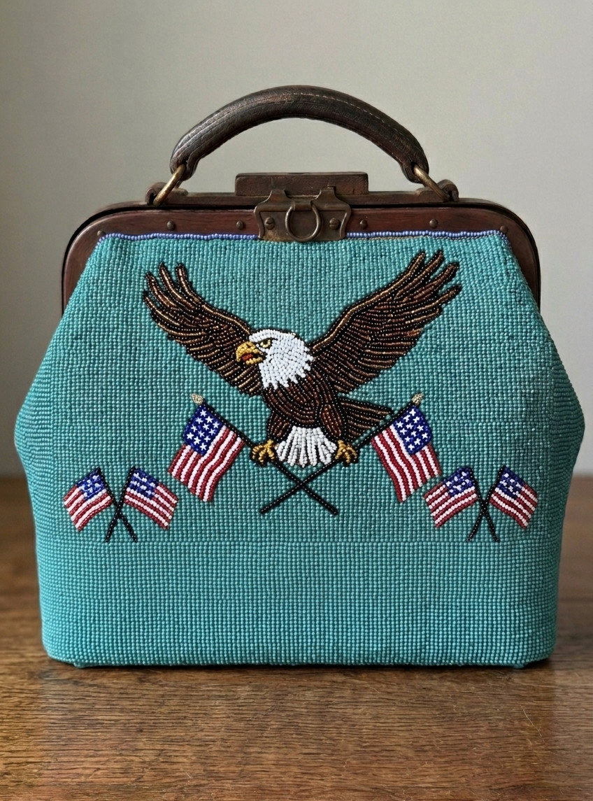 Native American Beaded Doctor Bag Antique Style Medical Bag Handmade Leather