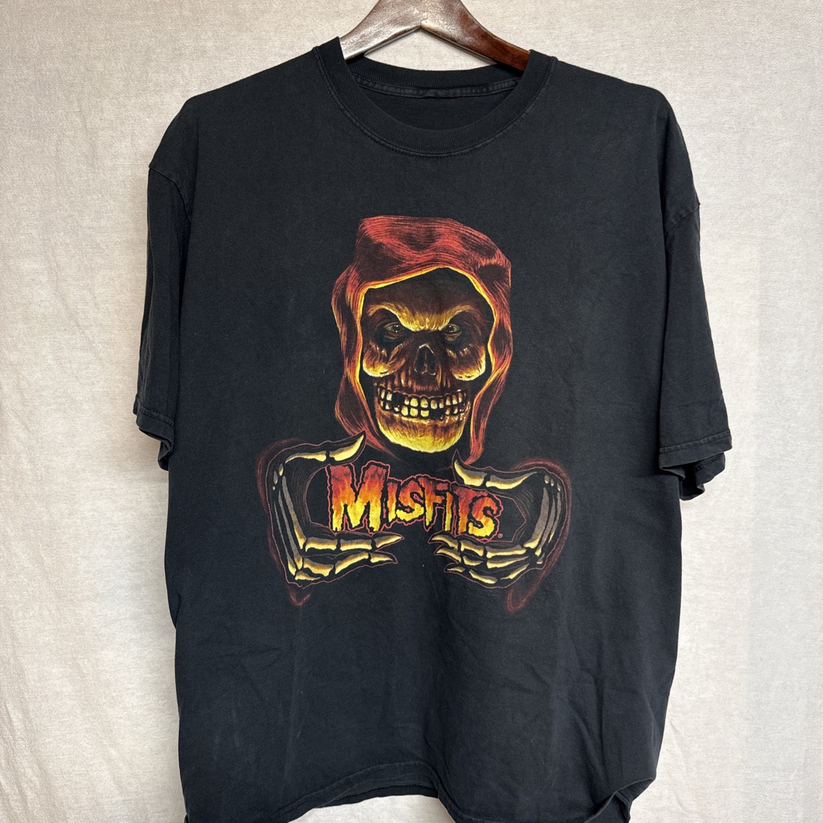 Vintage MISFITS Cinder Block Shirt Mens Large Black Fiend Skull Ghost Punk