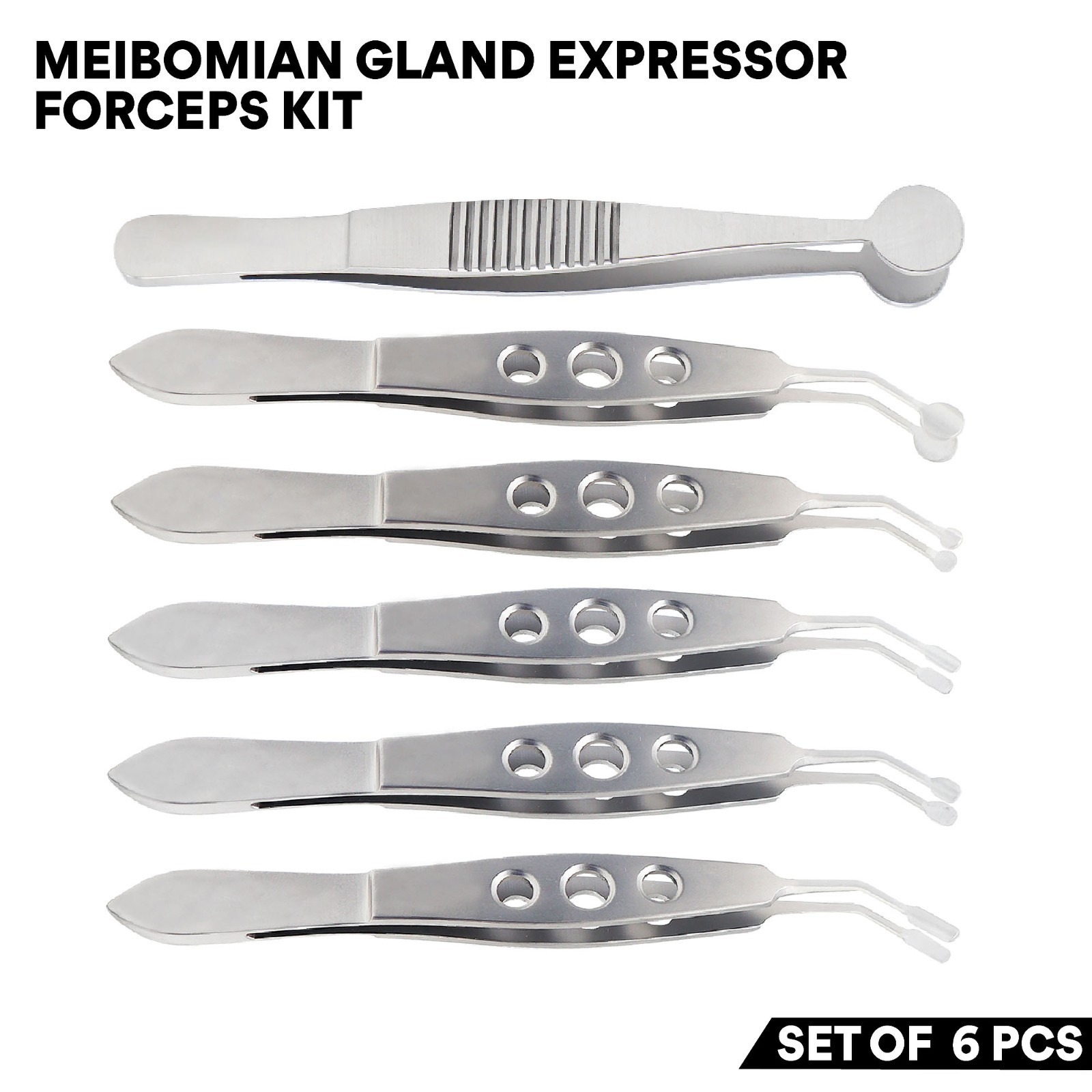 6 Pcs Meibomian Gland Expressor Forceps Kit Ophthalmic Instruments German Grade